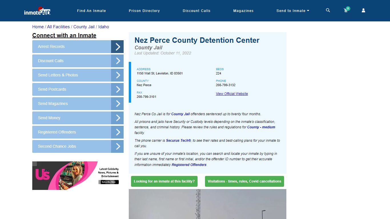Nez Perce County Detention Center - Inmate Locator - Lewiston, ID